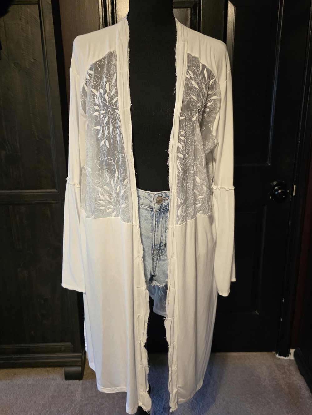POL Lace Embroidered Duster Cardigan – Small